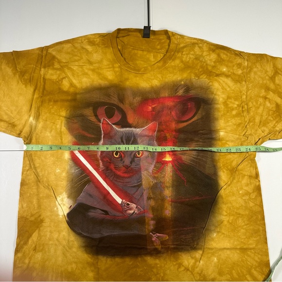 The mountain Star Wars cat light saber yellow tie dye short sleeve shirt 2XL - Picture 3 of 5